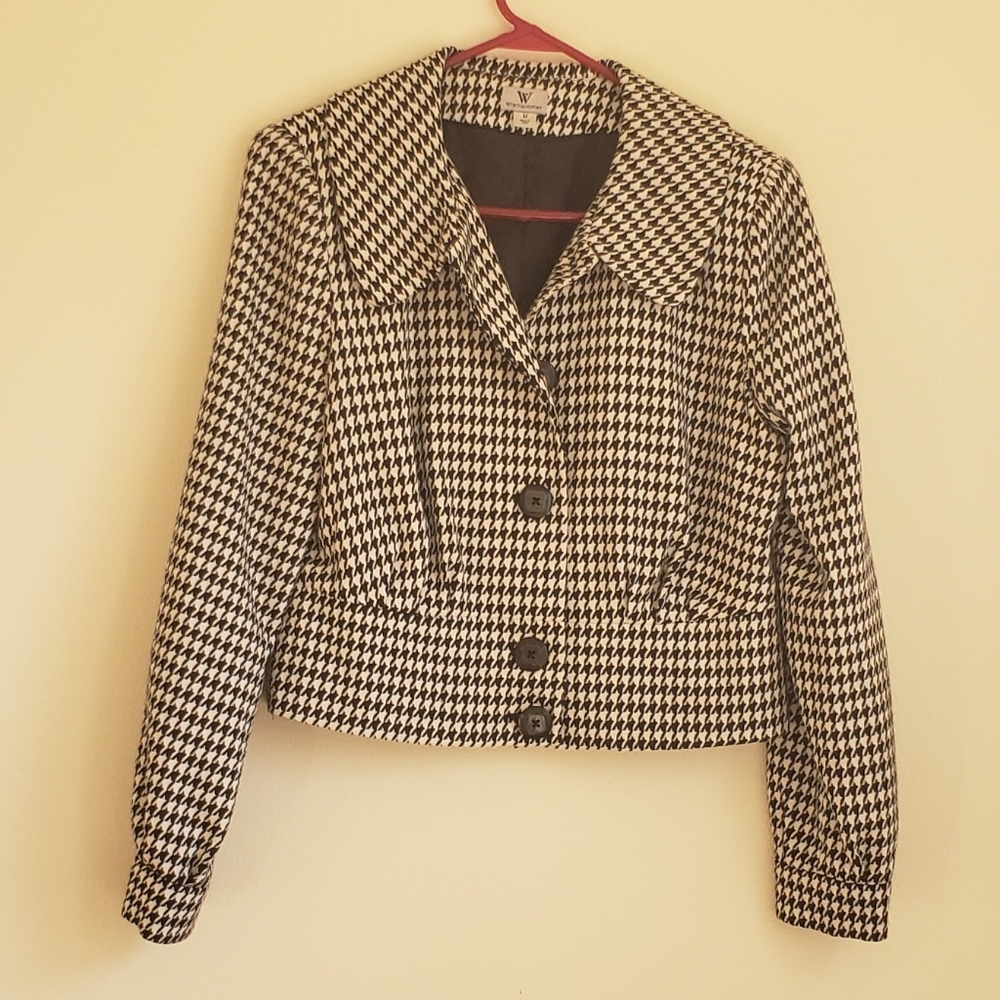 Houndstooth Blazer with Black Buttons